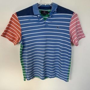 Vineyard Vines Polo Size Large Color block cotton Striped Multicolor